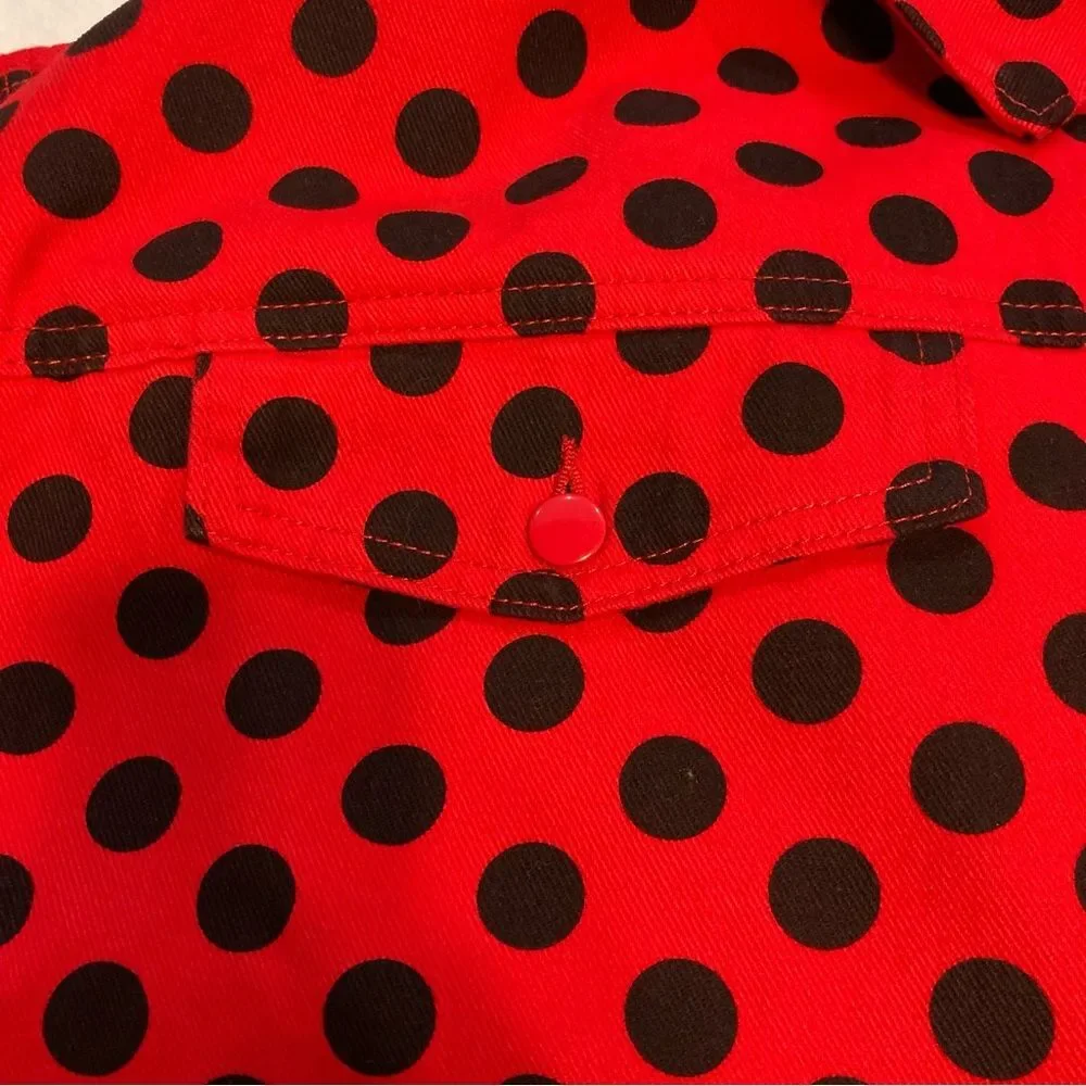 NWT Disney Parks Minnie Mouse Red and Black Jean Style Jacket Women’s - Picture 9 of 14